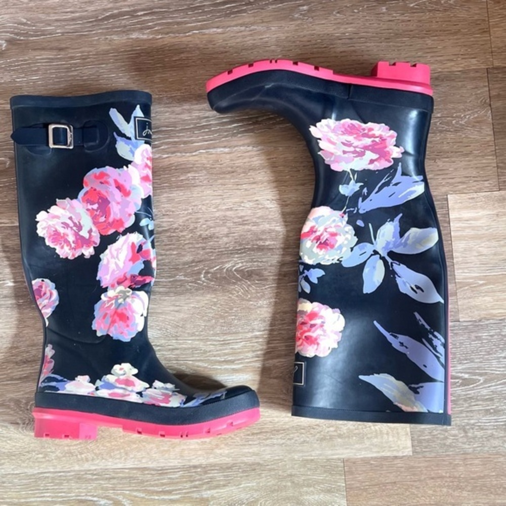 Joules floral rain boots